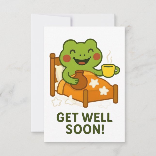 Get Well Soon Card - Sick Frog Dankeskarte (Vorderseite)