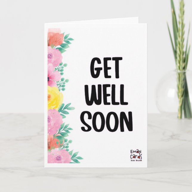 Get Well Soon - Colorful Flowers Karte (Vorderseite)