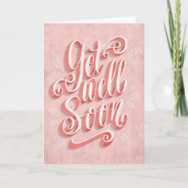 Get Well Soon Coral Vintage Style Typography Card Karte