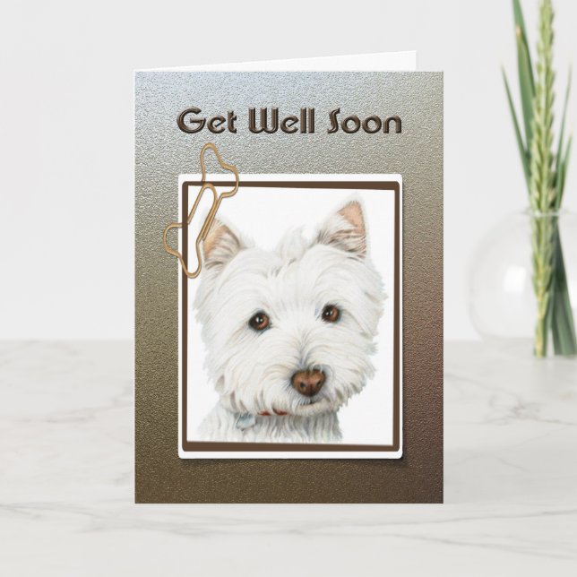 Get Well Soon, Cute Westie dog greeting card Karte (Vorderseite)