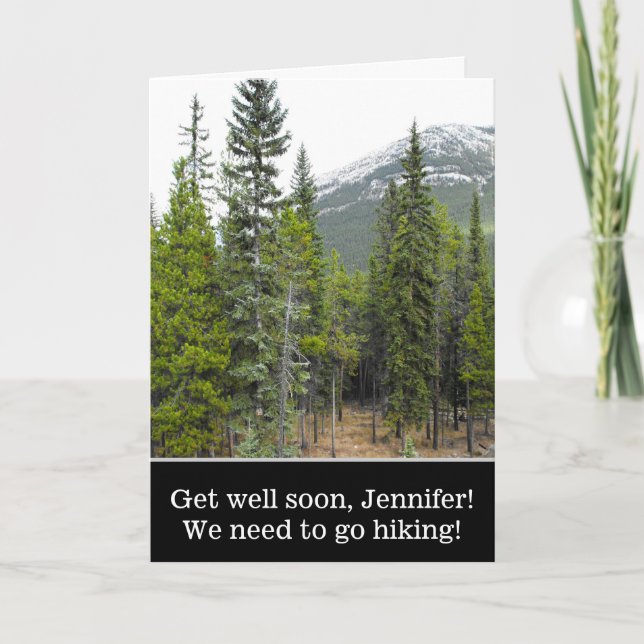 "Get well soon" + Forest and Mountain Scene Karte (Vorderseite)