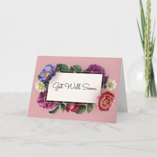 Get Well Soon Pastel Flower Frame Vintage Karte