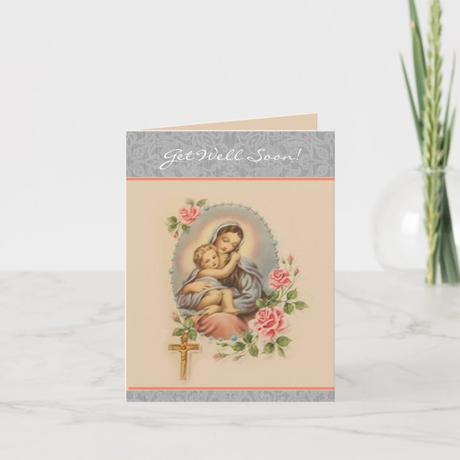 Get Well Soon Religious Prayer Virgin Mary Card Karte (Vorderseite)