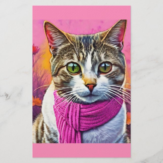 Get Well Soon – Spring Flu Recovery | Cozy Cat Briefpapier (Vorderseite)