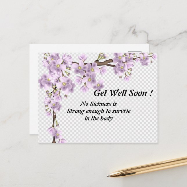 Get Well Wwant Card Postkarte (Vorderseite/Rückseite Beispiel)