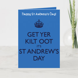 Get Yer Kilt Oot Its St Andrews Day Blue Text Karte
