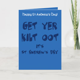 Get Yer Kilt Oot Its St Andrews Day Fun Blue Text Karte