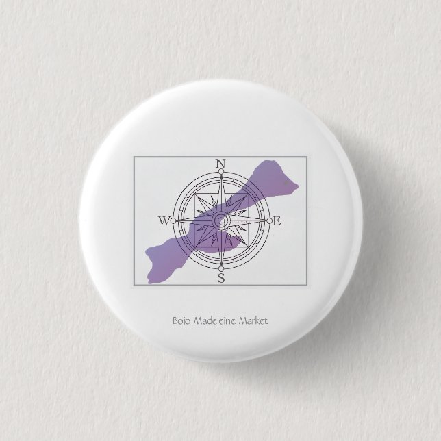 Get Your Bearings Island Compass Small Button Pin (Vorderseite)