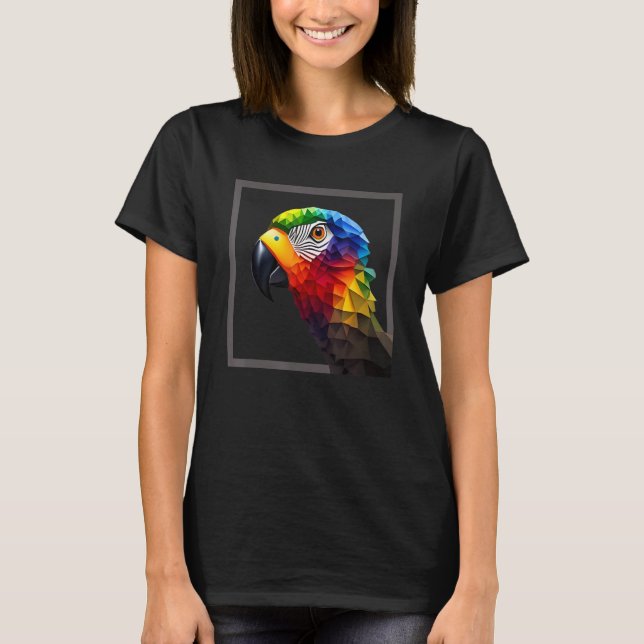 GET YOUR WILD ON Stylisch Polygon Parrot Head T-Shirt (Vorderseite)