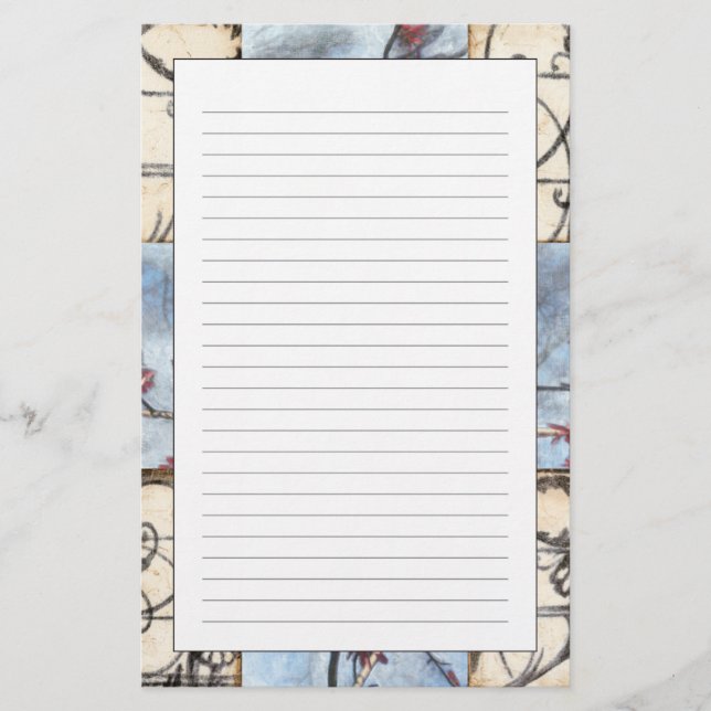 Getäfelte abstrakte Scrollwork Malerei Briefpapier (Vorderseite)