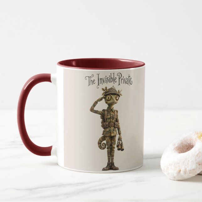Getarnter Chamäleon-Soldat Tasse (Mit Donut)