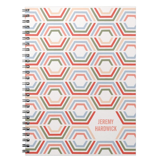 Geteilte Hexagons Geometric Journal - Crimson Notizblock (Vorderseite)
