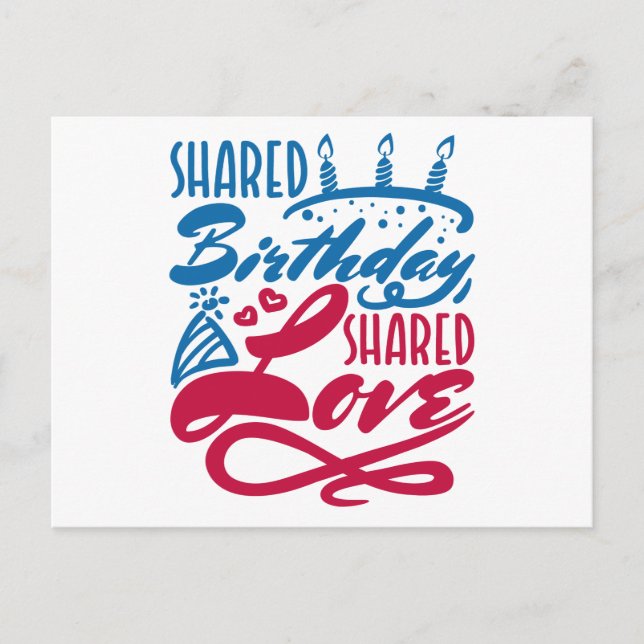 Geteilter Geburtstag Geteilte Liebe Postkarte (Vorderseite)