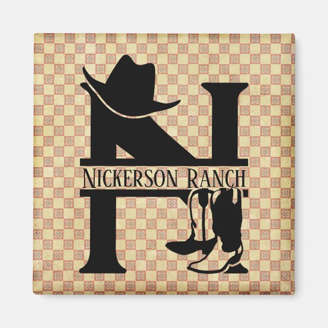 Geteiltes Cowboy-Monogramm mit N Magnet (Vorne)