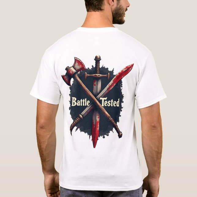 Getestete Schlacht - Mittelalterliche Waffen Krieg T-Shirt (Rückseite)