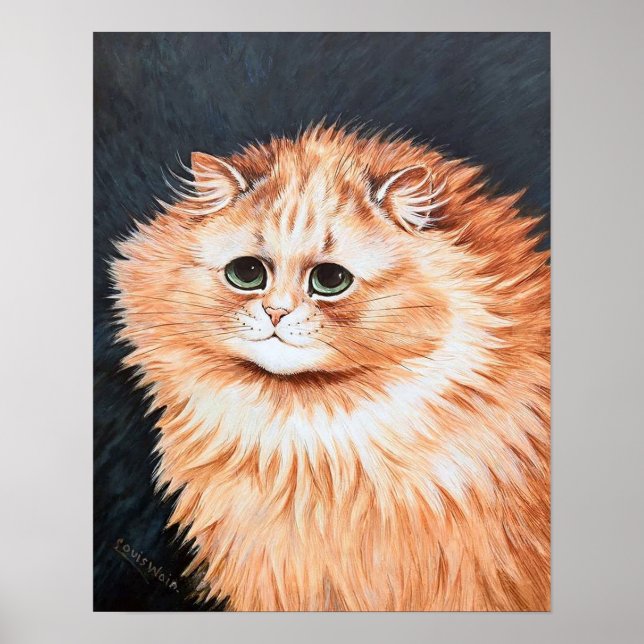 Getigelte Katze, Louis Wain Poster (Vorne)