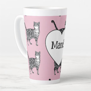 Getigert Katze Whimsical Hellrosa Katzen Mädchen Milchtasse