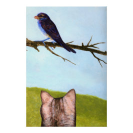 Getigert Katzen sprechen mit Vögeln Poster