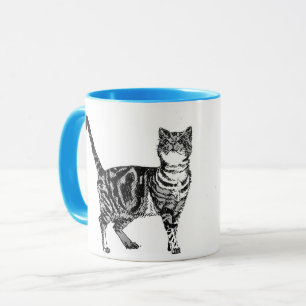 Getigert Katzenbecher Blau Tasse