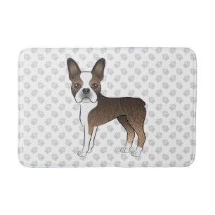 Getigerte Cartoon-Illustration eines Boston Terrie Badematte