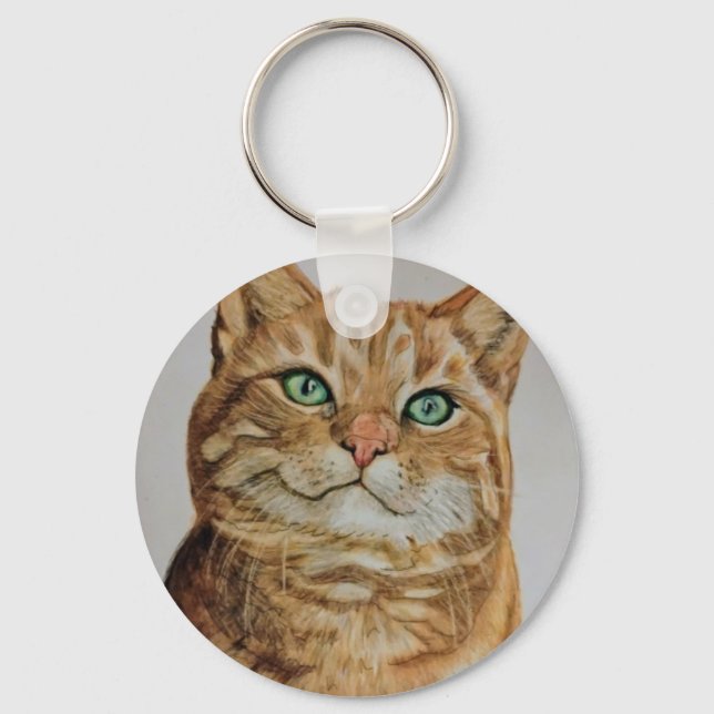 Getigerte Katze am Schlüsselanhänger (Vorderseite)