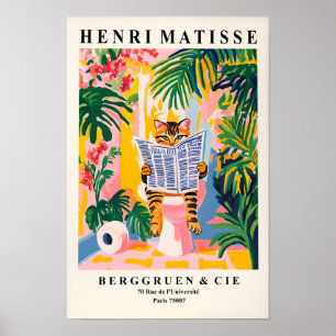 Getigerte Katze auf einer Toilette, Lustige Badezi Poster