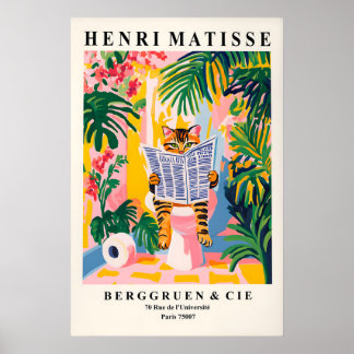 Getigerte Katze auf Toilette Kunstprint Lustiger M Poster