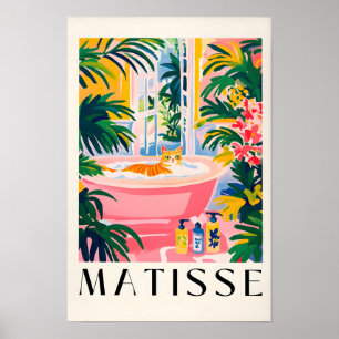 Getigerte Katze in einer Badewanne, Lustige Badezi Poster