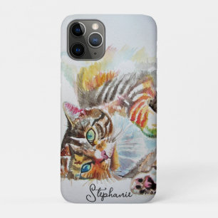 Getigerte Katze Katzen Haustier Kunst Aquarell Dam Case-Mate iPhone Hülle