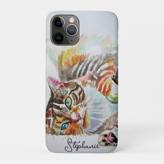 Getigerte Katze Katzen Haustier Kunst Wasserfarbe  Case-Mate iPhone Hülle (Rückseite)