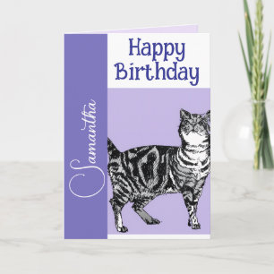 Getigerte Katze Katzen Lila Haustier Mädchen Name  Karte