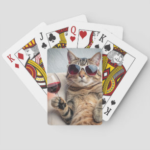 GETIGERTE KATZE LUSTIGE WEIN SPIELKARTEN