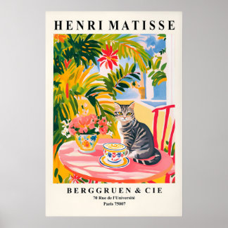 Getigerte Katze Matisse Druck Lustige Espresso Kun Poster