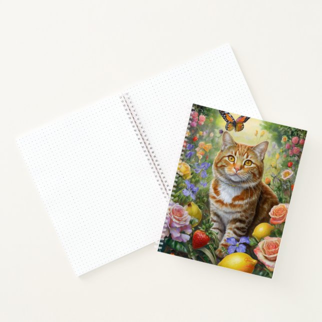 Getigerte Katze mit Blumen Notizbuch (Innenseite)