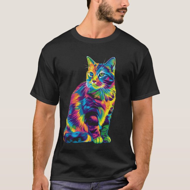 Getigerte Katze Orange Katze Popart T-Shirt (Vorderseite)