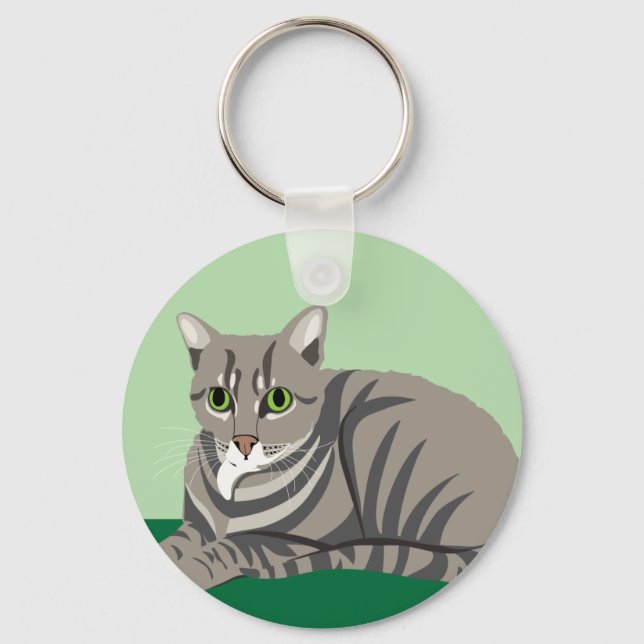 Getigerte Katze Schlüsselanhänger (Vorderseite)