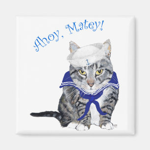 Getigerte Katze Seemann Magnet