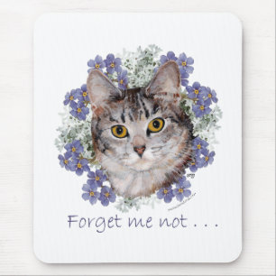 Getigerte Katze Vergissmeinnicht Mousepad