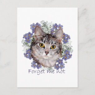 Getigerte Katze Vergissmeinnicht Postkarte