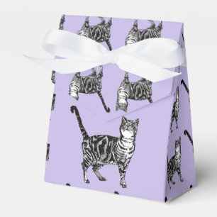Getigerte Katzenkunst Lila Katzen Geburtstagsfeier Geschenkschachtel