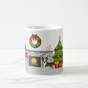 Getigerter Boston Terrier in einem festlichen Weih Kaffeetasse