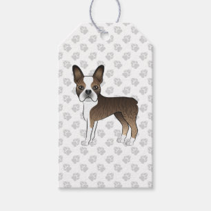 Getigerter Boston Terrier Süßer Cartoon-Hund & Pfo Geschenkanhänger
