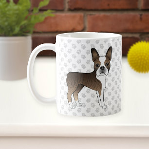 Getigerter Boston Terrier Süßer Cartoon-Hund & Pfo Kaffeetasse