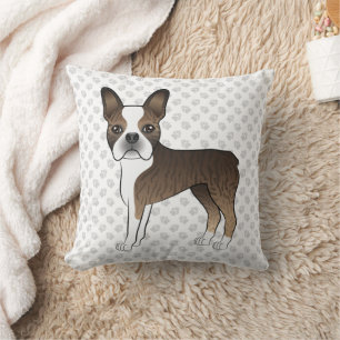 Getigerter Boston Terrier Süßer Cartoon-Hund & Pfo Kissen