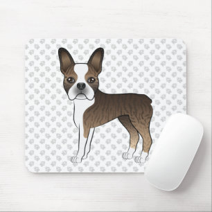 Getigerter Boston Terrier Süßer Cartoon-Hund & Pfo Mousepad