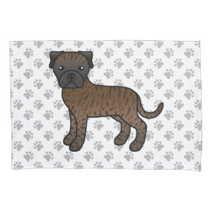 Getigerter Bullmastiff Süßer Cartoon-Hund & Pfoten Kissenbezug