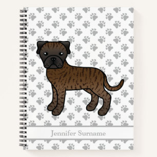 Getigerter Bullmastiff Süßer Cartoon-Hund & Text Notizbuch