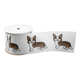 Getigerter Cardigan Welsh Corgi Cartoon-Hund Satinband