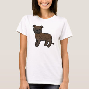 Getigerter Cartoon Staffordshire Bull Terrier T-Shirt