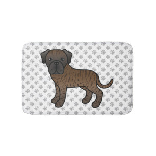 Getigerter Englischer Mastiff Süßer Cartoon-Hund & Badematte